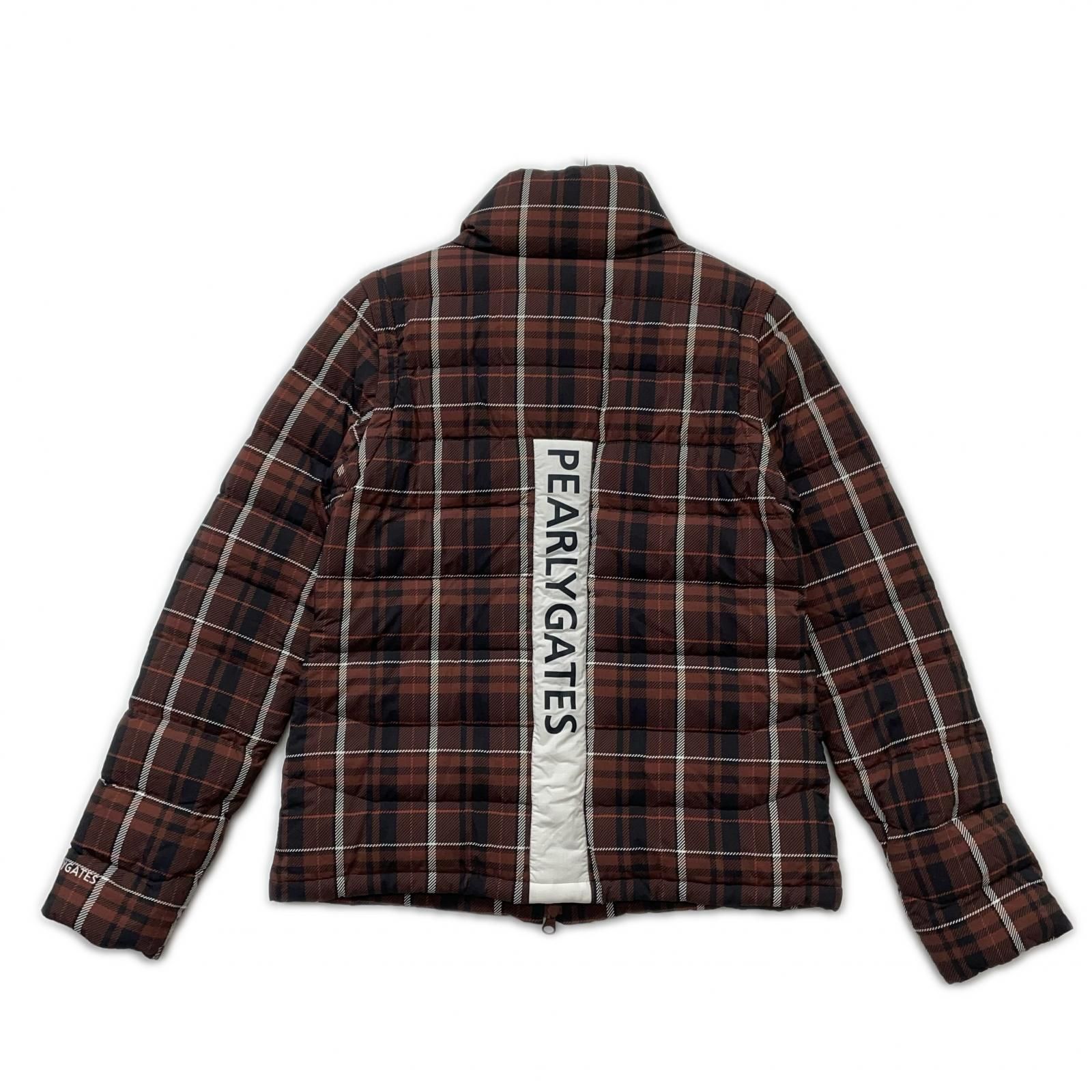 レディース パーリーゲイツ PEARLY GATES ダウンジャケット 1 M 茶系 ブラウン 中綿 2 WAY チェック柄