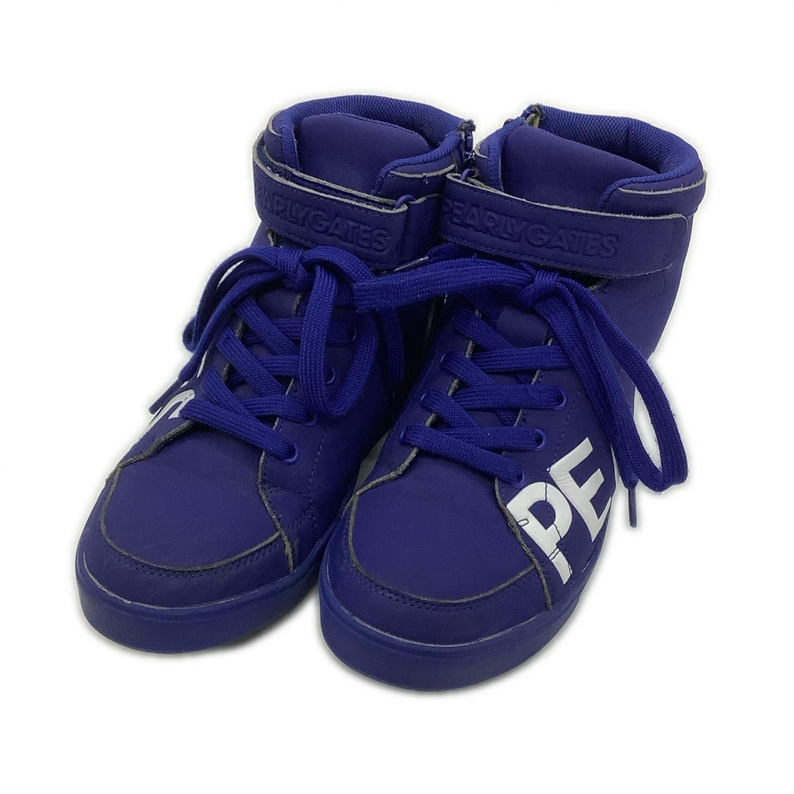パーリーゲイツ PEARLY GATES ゴルフシューズ 24cm ブルー×ホワイト ブランドロゴ ミドルカット 053-0992310