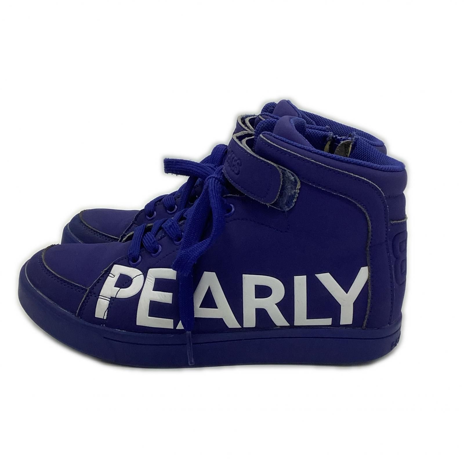 パーリーゲイツ PEARLY GATES ゴルフシューズ 24 cm ブルー×ホワイト ブランドロゴ ミドルカット 053-0992310