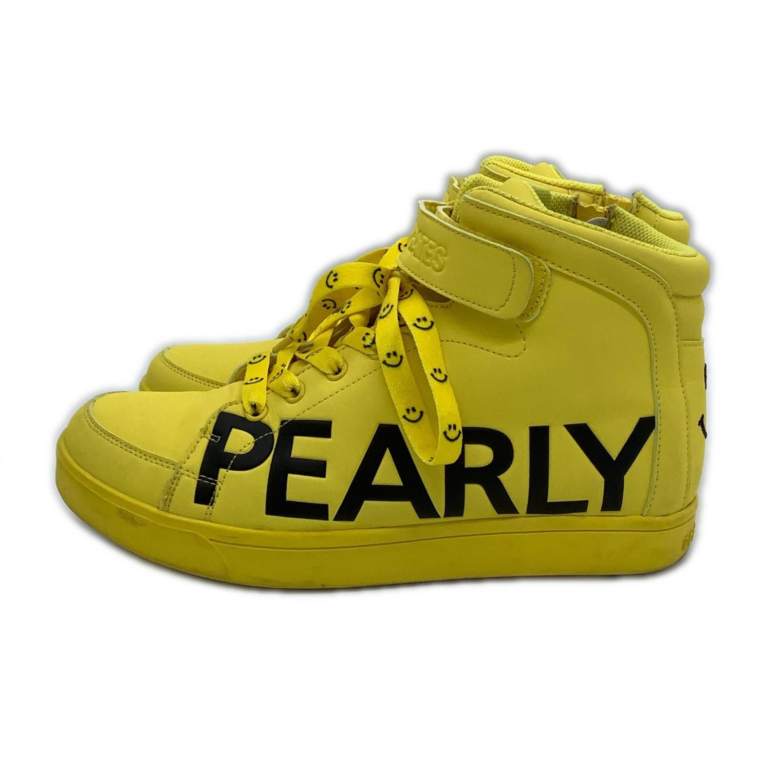 パーリーゲイツ PEARLY GATES ゴルフシューズ 24 cm イエロー×ブラック ブランドロゴ ハイカット ニコちゃん 053-0192312