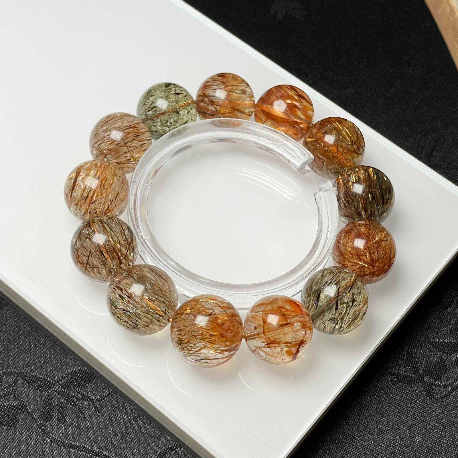 EU製 ゴールドスーパーセブン パワーストーン ブレスレット 天然石 原石 お守り プレゼント 15.7-16.2 mm ZB 9641