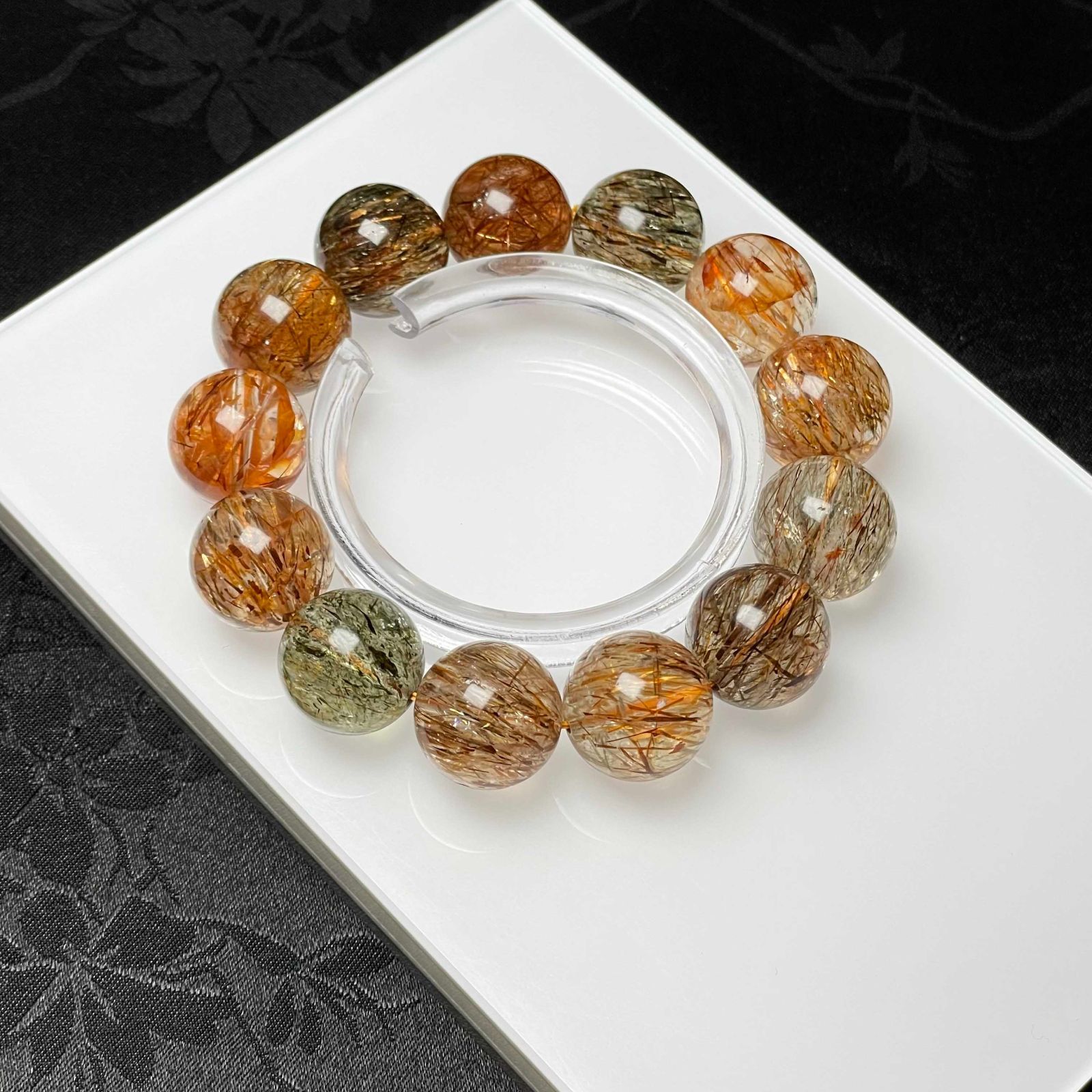 EU製 ゴールドスーパーセブン パワーストーン ブレスレット 天然石 原石 お守り プレゼント 15.7-16.2mm ZB9641