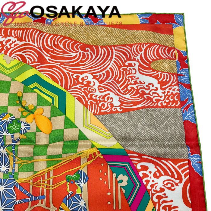 未使用 HERMES エルメス カレ90 EX LIBRIS EN KIMONOS キモノ エクス