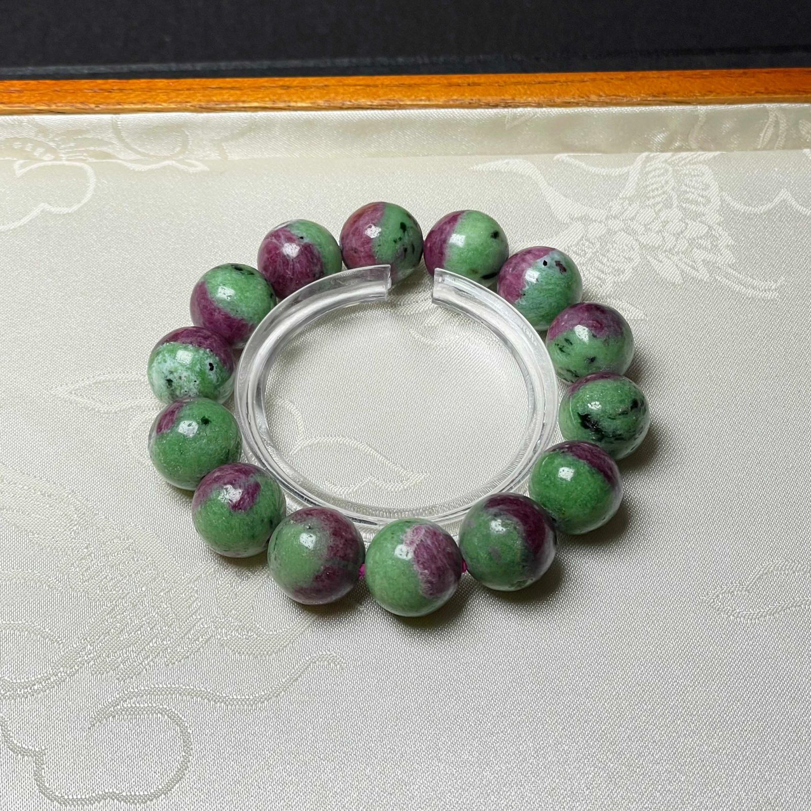 EU製 ルビーインゾイサイト パワーストーン ブレスレット 天然石 原石 お守り プレゼント 14 7 15 1 mm ZB 9643