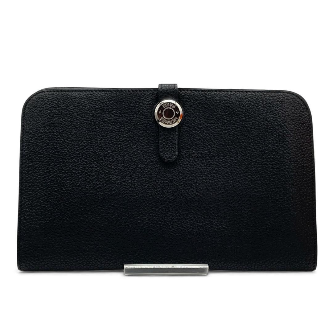 新品同様】エルメス HERMES ドゴンGM トリヨン 二つ折り財布 ブラック