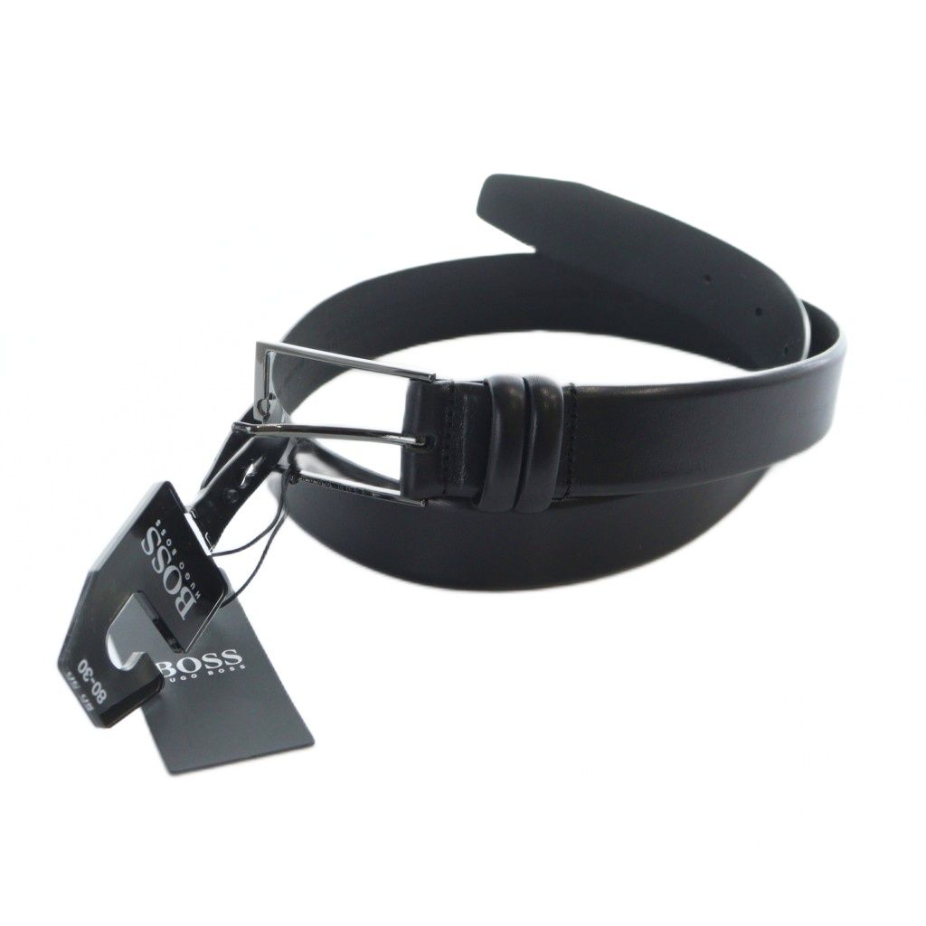 ヒューゴボス HUGO BOSS ベルト レザー ロゴ 牛革 80-30 黒 ブラック GY19 MQ