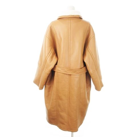 スタンドスタジオ STAND STUDIO Dolores Coat フェイクムートンコート ショール リボン 裏ボア 小さいサイズ 34 XS 茶 ブラウン 61604-9970 AH16 GY19