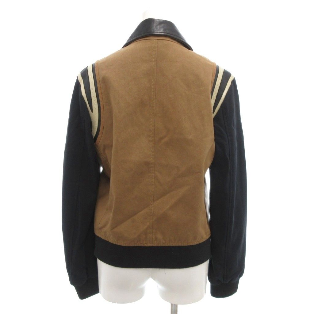 ディーゼル DIESEL スタジャン ブルゾン ジャケット レザー切替 牛革 M 黒 ブラック 茶 ブラウン |GV GY18