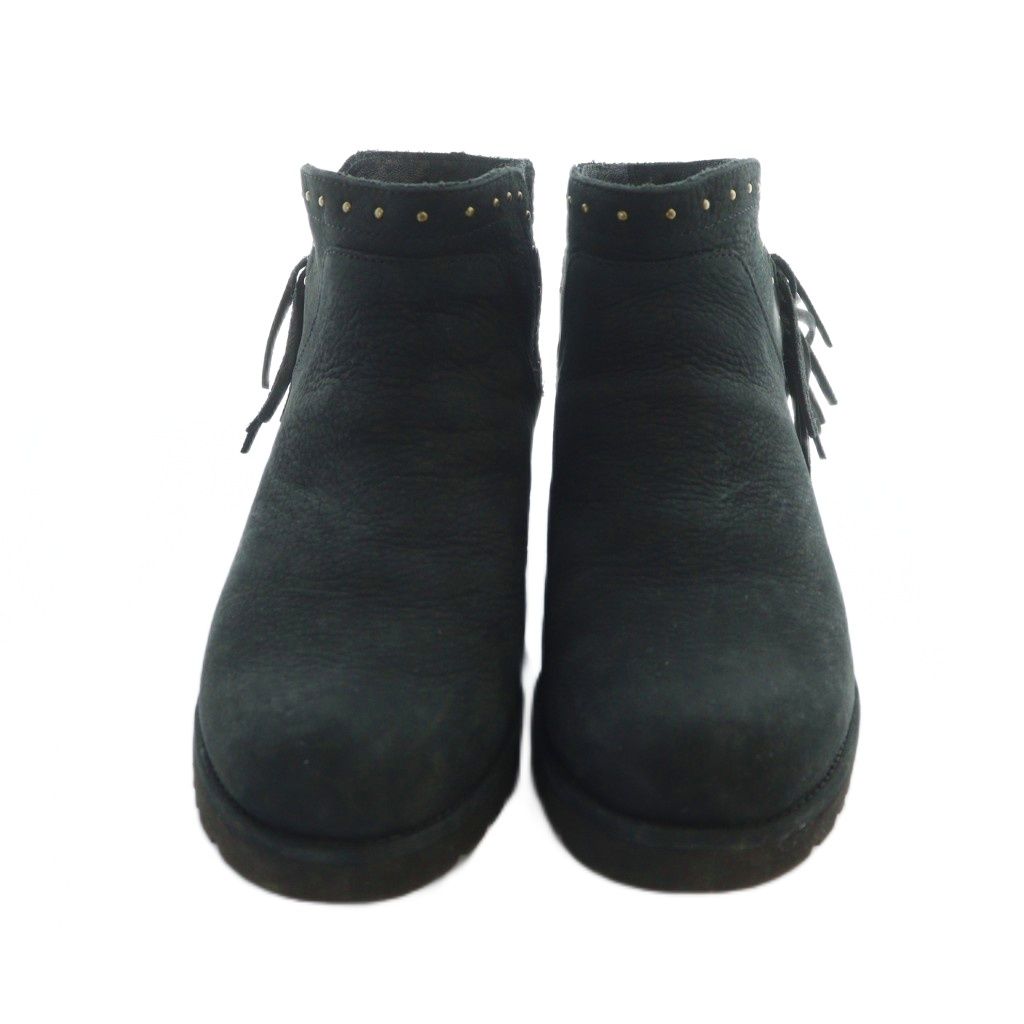 アグ オーストラリア UGG australia 1019063 CINDY シンディー ショートブーツ レザー ボア US7.5 24.5cm 黒 ブラック GY18 |MQ