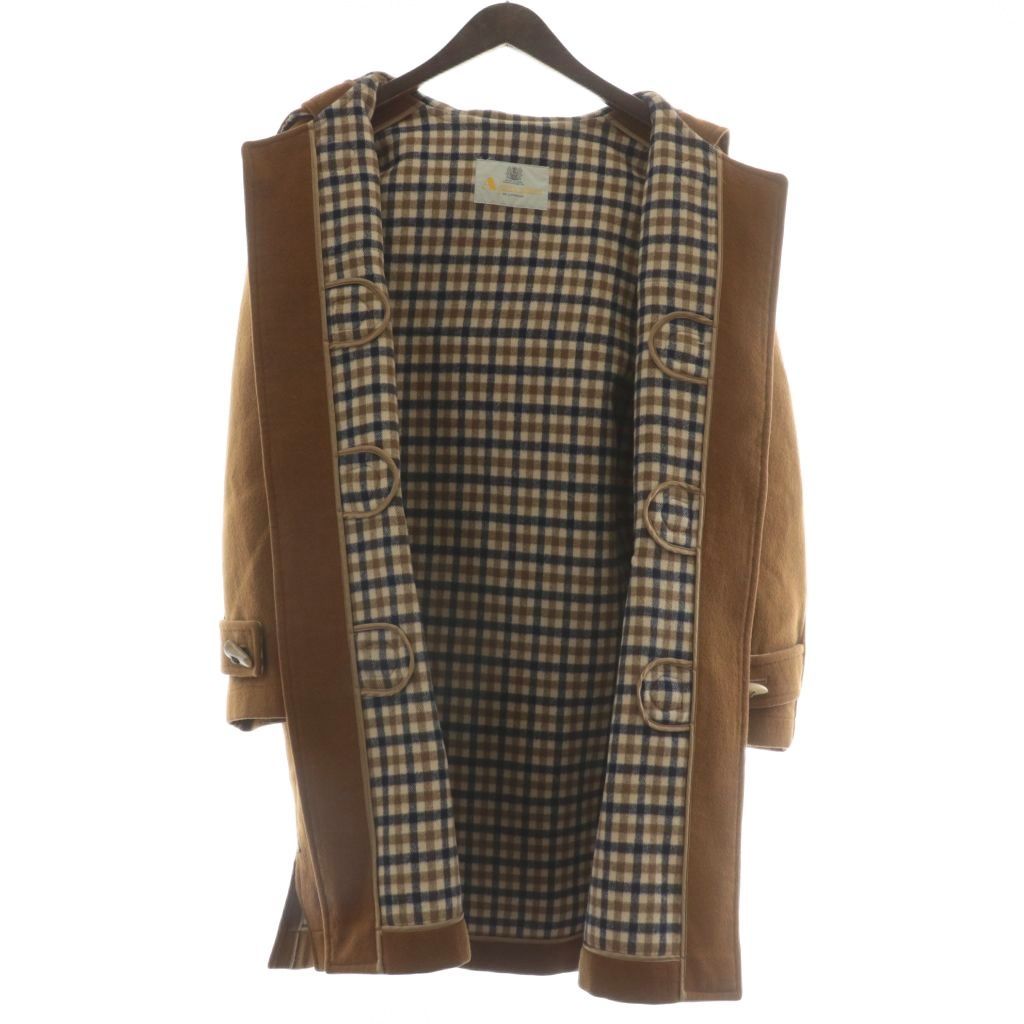アクアスキュータム AQUASCUTUM ダッフルコート アウター ウール ロング フード 裏地クラブチェック トグルボタン 9 M 茶 ブラウン |XZ GY18 GULLKHAN_COM