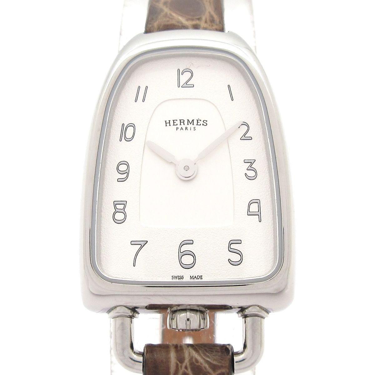 HERMES エルメス 腕時計 ギャロップ ドゥ エルメス GA1.110 レディース SS|アリゲーターベルト|B刻印 シルバー