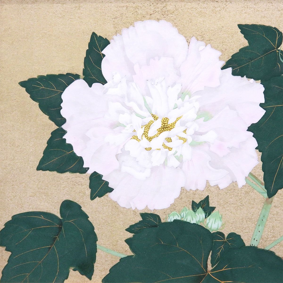 中島千波 酔芙蓉 日本画6号 静物画 共シール 額新品 紙本彩色