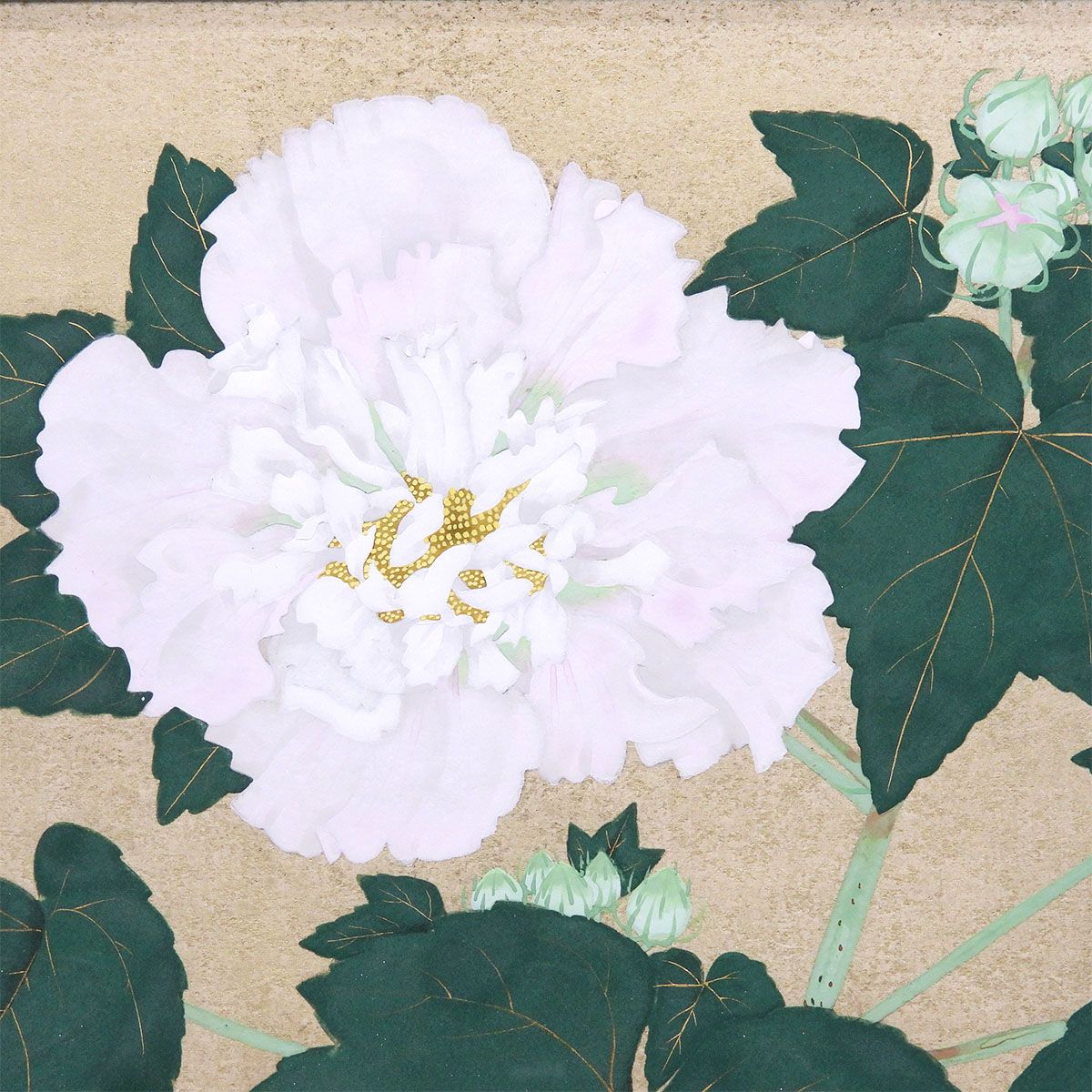 中島千波 酔芙蓉 日本画6号 静物画 共シール 額新品 紙本彩色 桜の画家