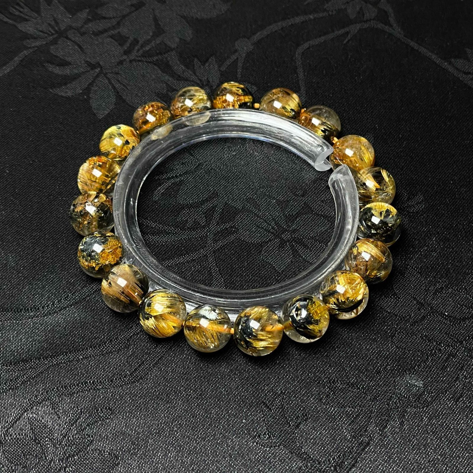 EU製 太陽花タイチンルチル 黄金針水晶 金運 開運 ゴールド ブレスレット パワーストーン プレゼント 9.2-9.7mm ZB9647