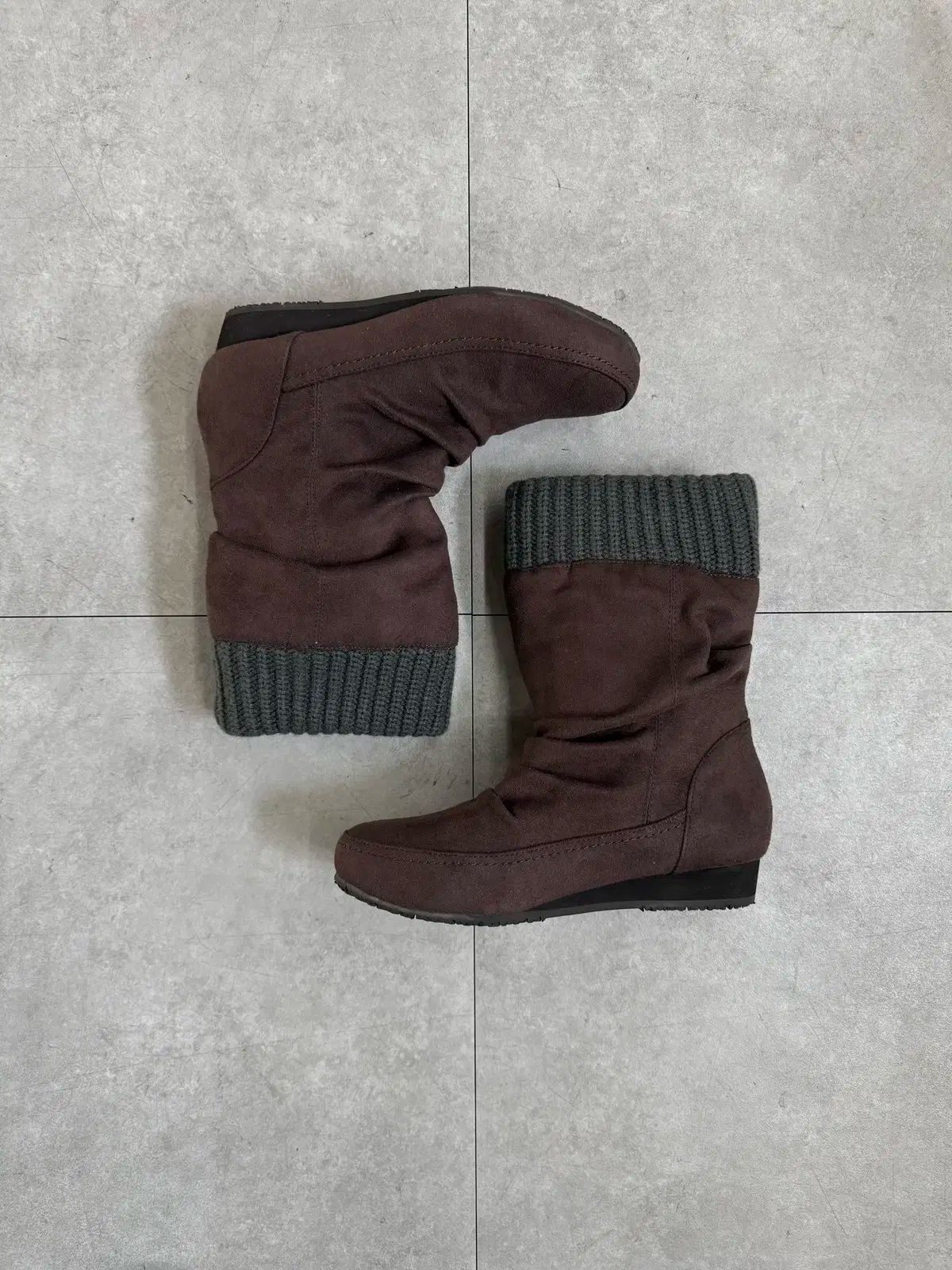 ニットカフ スウェードブーツ