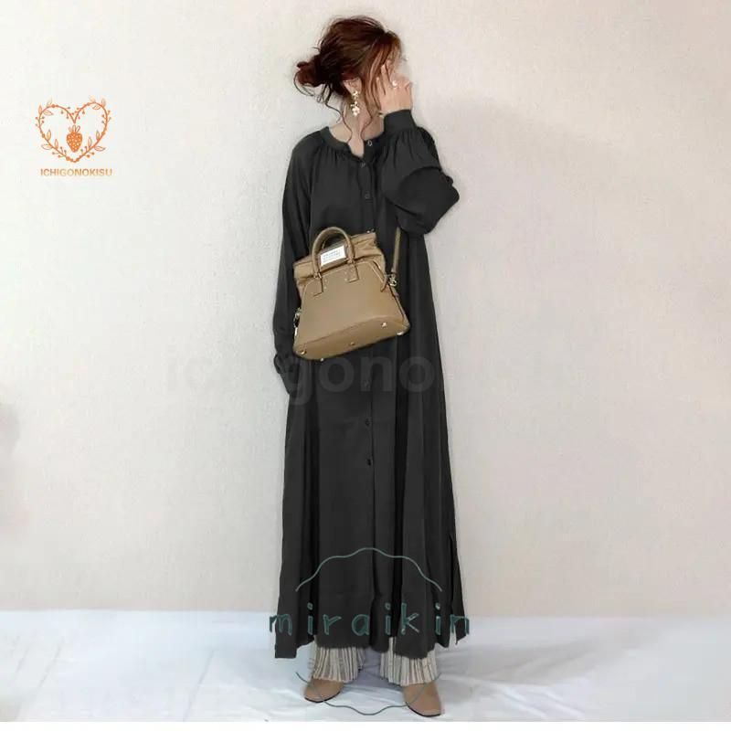 シャツワンピース きれいめ ワンピース 40代 春 秋 冬 大きいサイズ マキシワンピース ゆったり 長袖 ロング 夏 黒 マキシワンピ 黒ワンピ