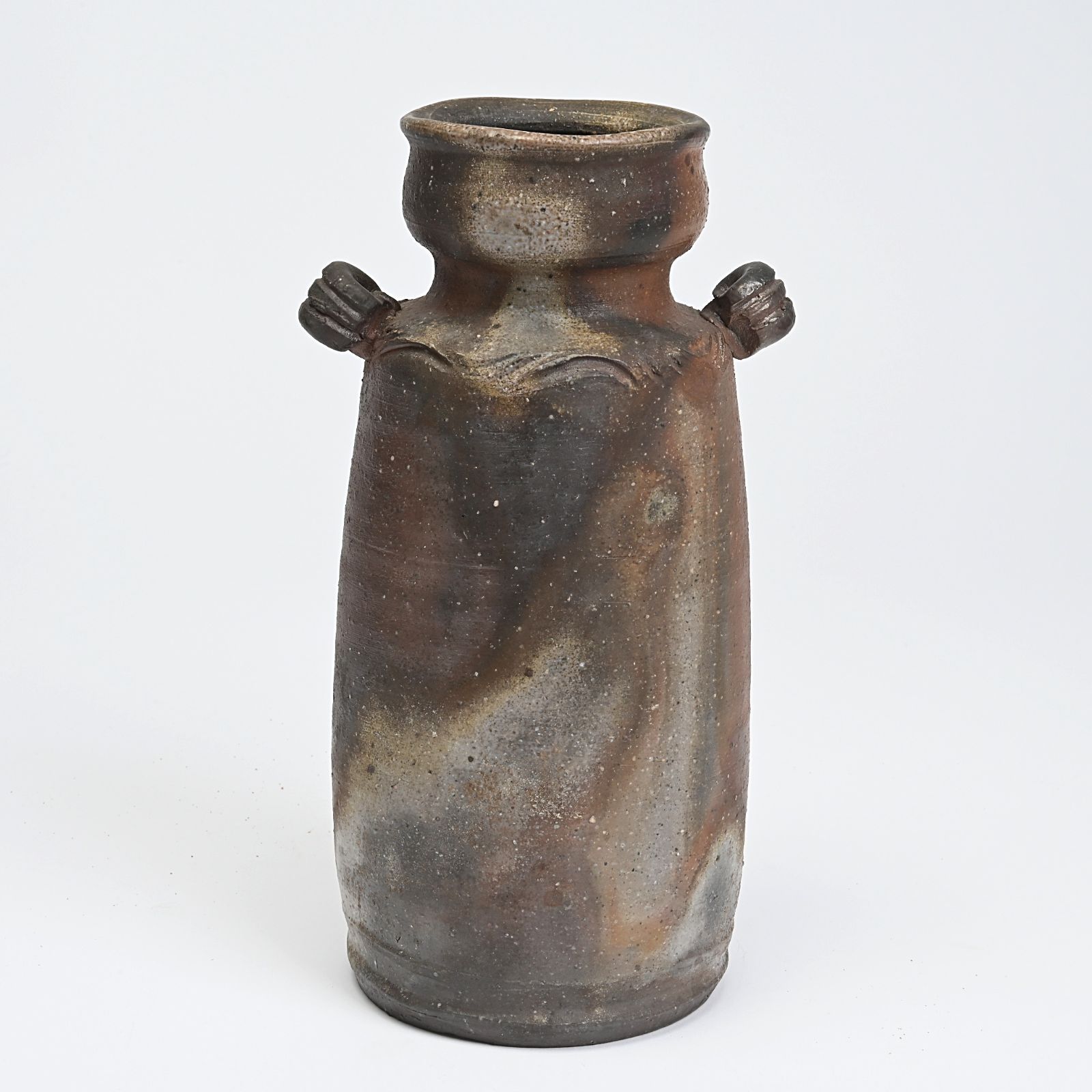 備前焼 木村陶峰 手桶花入れ 茶器 1095）☆備前焼☆木村陶峰作☆ 手桶