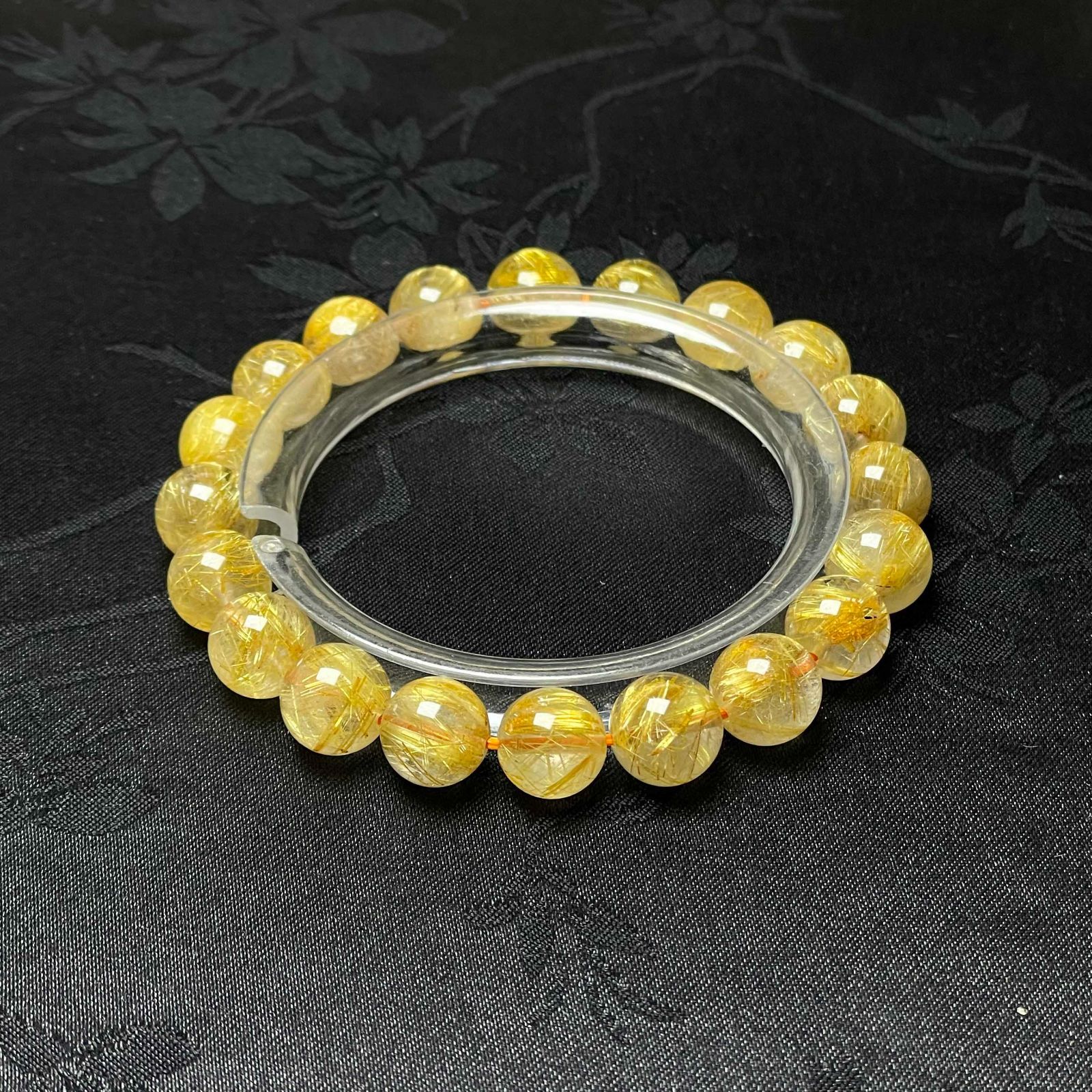 EU製 ! 満針ルチルクォーツ ブレスレット パワーストーン 天然石 金運 お守り プレゼント 9.3-9.7mm ZB9652