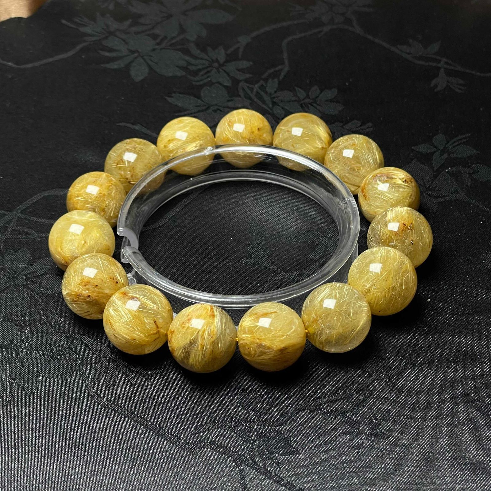 上品 EU製 ! 満針ルチルクォーツ ブレスレット パワーストーン 天然石 金運 お守り プレゼント 15 7 16 5 mm ZB 9655