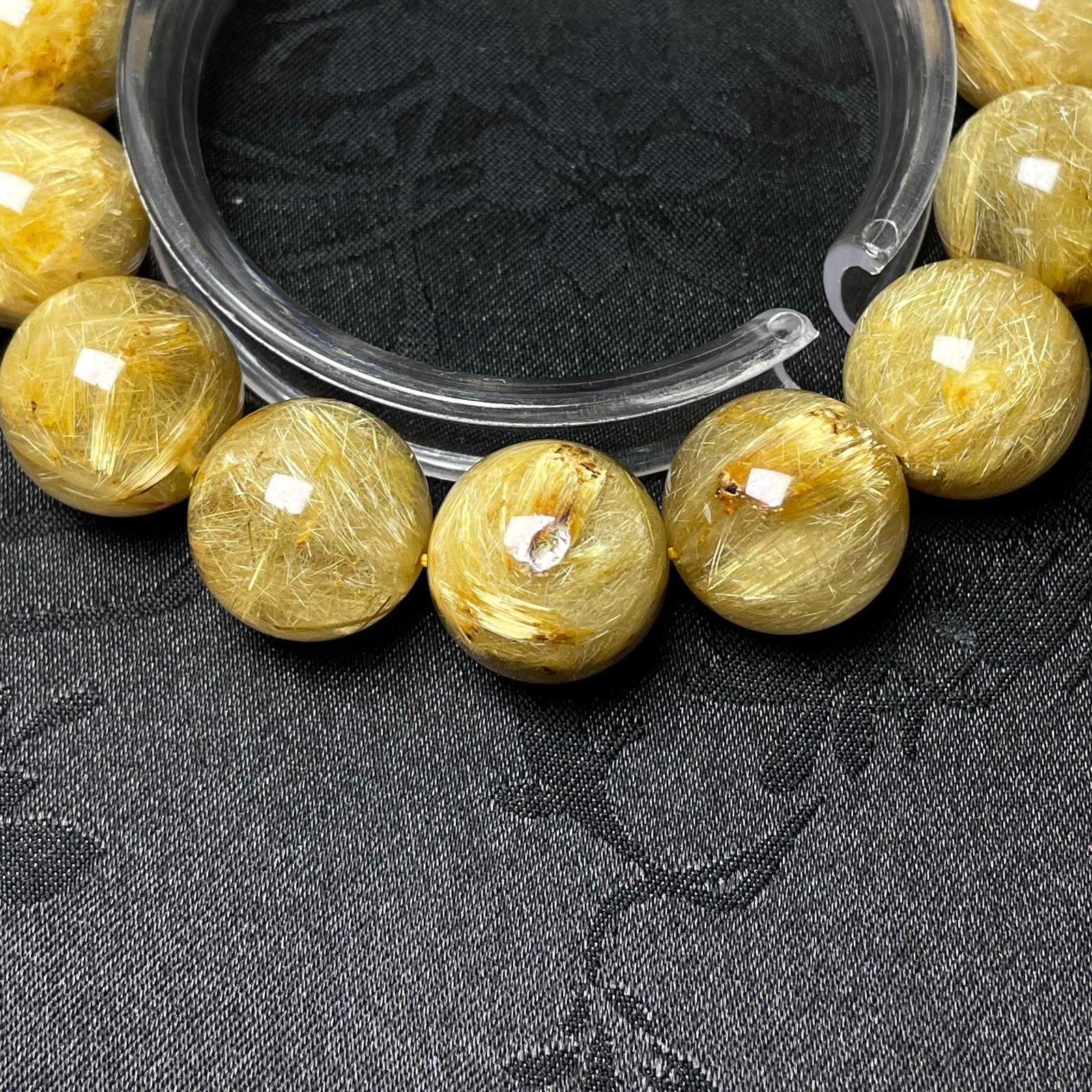  上品 EU製 ! 満針ルチルクォーツ ブレスレット パワーストーン 天然石 金運 お守り プレゼント 15 7 16 5 mm ZB 9655 ブレスレット アクセサリー