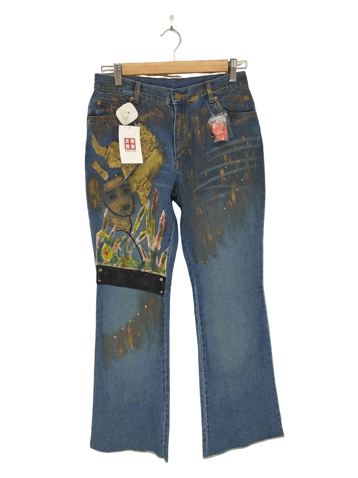 ユーズドフルギ 古着 スタッズ付イラストペイントデザインフ デニムパンツ Y2K レディース 11