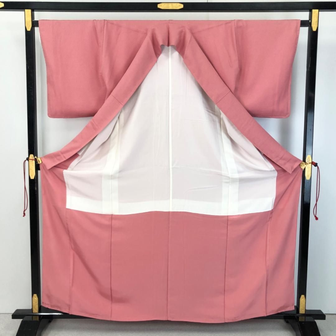 色無地 長春色 縮緬 一つ紋 しつけ糸 K-5488