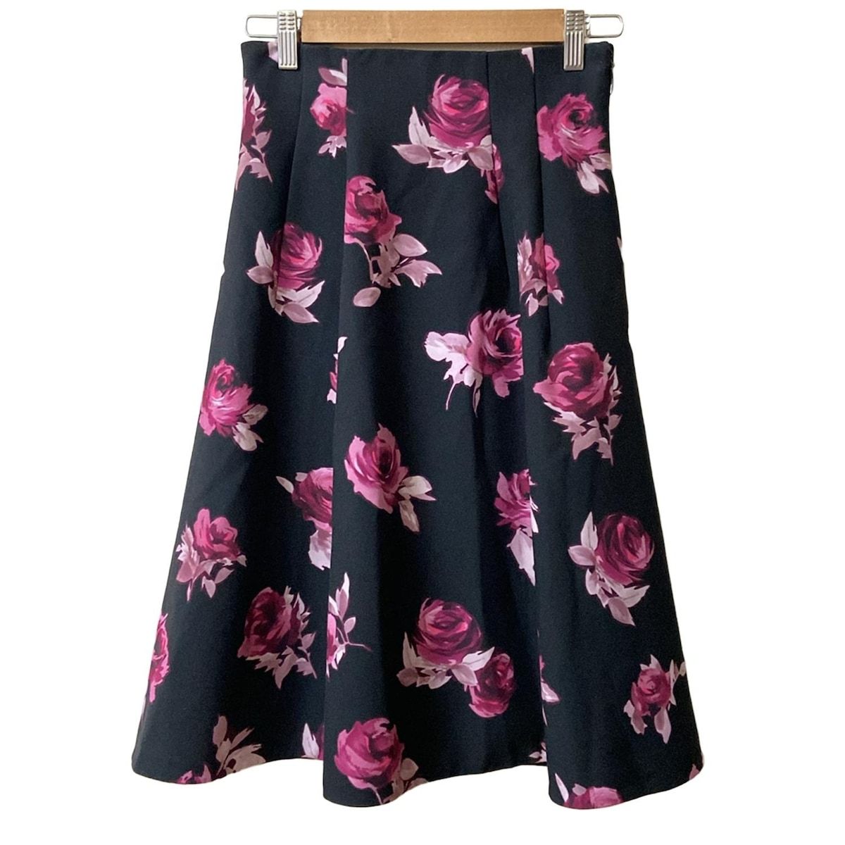 Kate spade ケイトスペード ロングスカート サイズ0 XS レディース - 黒×ピンク×マルチ 花柄