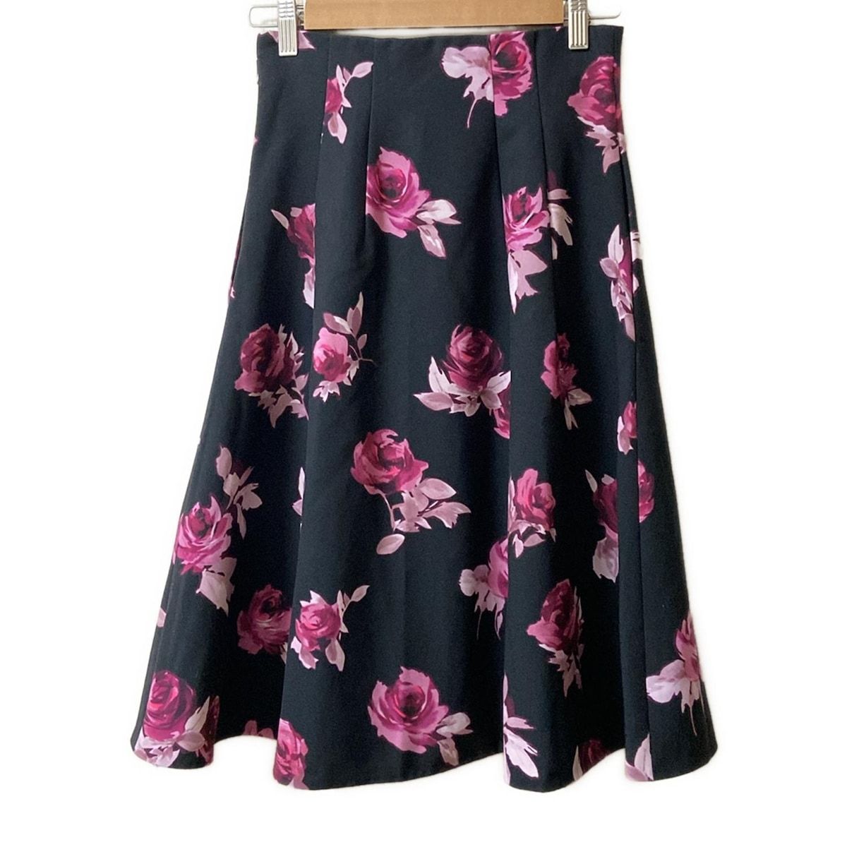 Kate spade ケイトスペード ロングスカート サイズ0 XS レディース - 黒×ピンク×マルチ 花柄