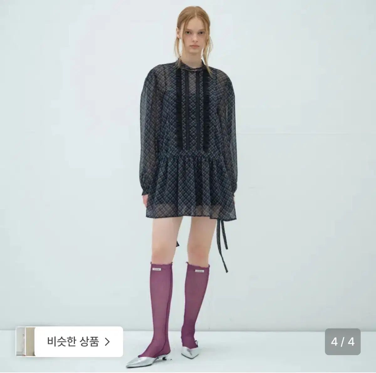 オーバーデューフ フリル レース ミニ ONE PIECE ドレス CHECK