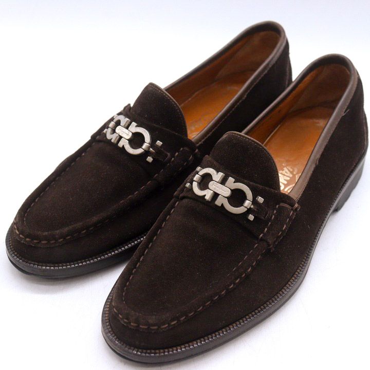 フェラガモ ガンチーニ ビットローファー レザー スリッポン シューズ ブランド 靴 メンズ 9サイズ ブラウン FERRAGAMO