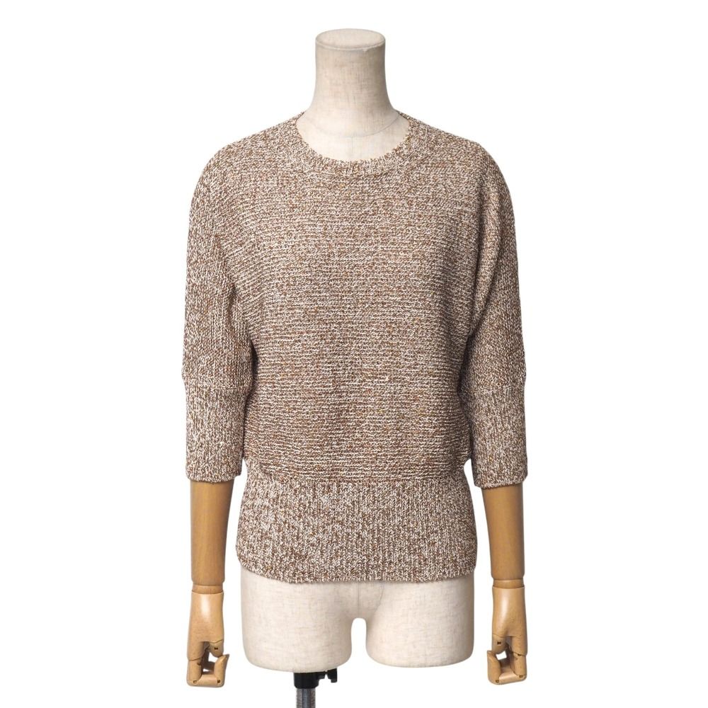 Max Mara Studio マックスマーラ ストゥディオ ニット サイズM スパンコール 七分袖 クルーネック セーター ブランド古着 20251106|RA6562
