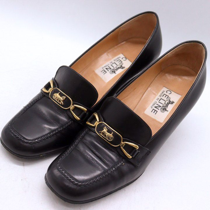 セリーヌ ビットローファー パンプス 馬車ロゴ シューズ ブランド 靴 イタリア製 黒 レディース 36サイズ ブラック CELINE