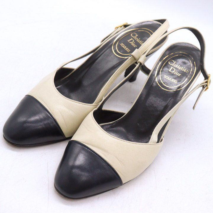 クリスチャンディオール パンプス シューズ ブランド 靴 黒 レディース 4サイズ ブラック×ベージュ Christian Dior