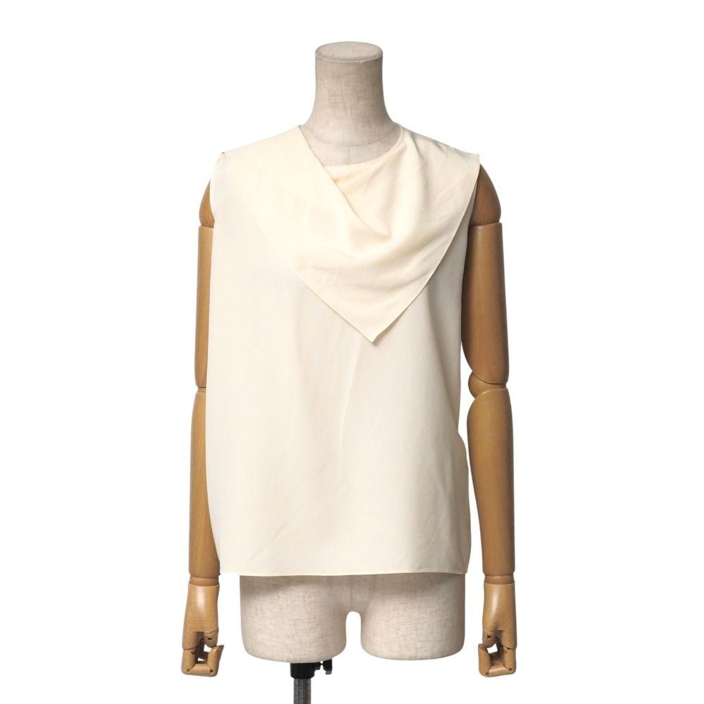 HERMES エルメス ブラウス サイズ34 総シルク ドレープ ノースリーブ シャツ フランス製 ブランド古着 20251106 RA6566