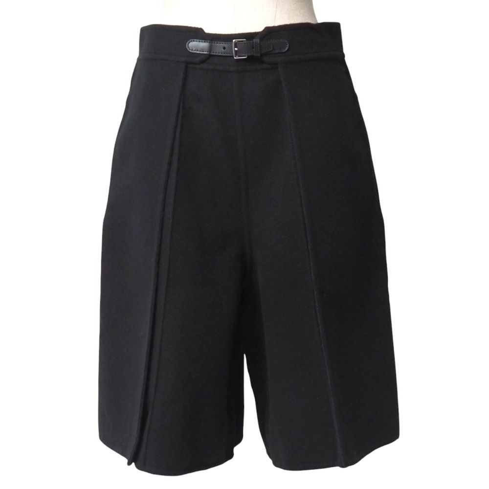 HERMES エルメス キュロット サイズ36 総カシミヤ ベルテッド プリーツ ラップ ショートパンツ フランス製 ブランド古着 20251106|RA6569