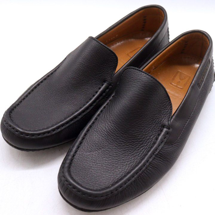 モレスキー ローファー レザー スリッポン ドライビングシューズ ブランド 靴 メンズ US 6サイズ ブラック MORESCHI