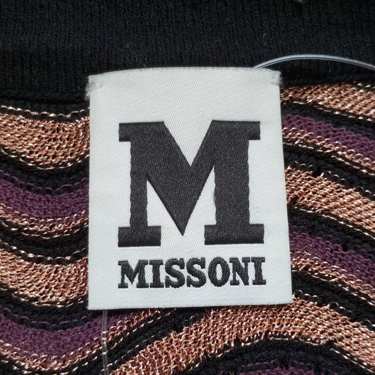 黒×パープル×マルチ クルーネック|半袖|ひざ丈|ニット|ボーダー|ラメ|メッシュ