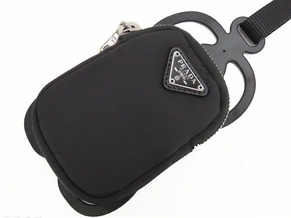 プラダ PRADA ナイロン スマートフォンホルダー ネックストラップ スマートフォン iPhone ケース ショルダーポーチ ブラック 2ZT007 1ZT016