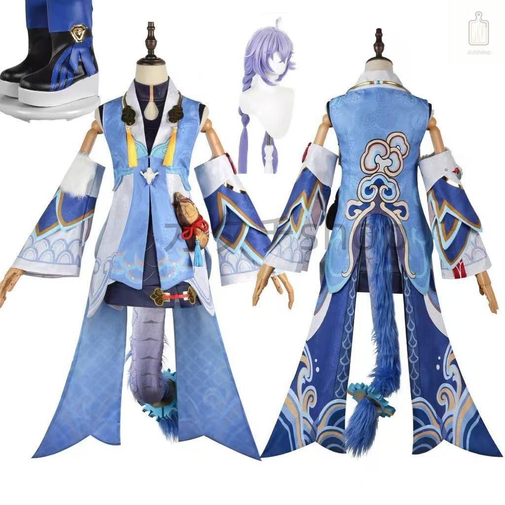 崩壊スターレイル 白露 びゃくろ コスプレ衣装 cosplay仮装 尻尾付き ウィッグ 靴 イベント ステージ服 舞台 ハロウィン クリスマ