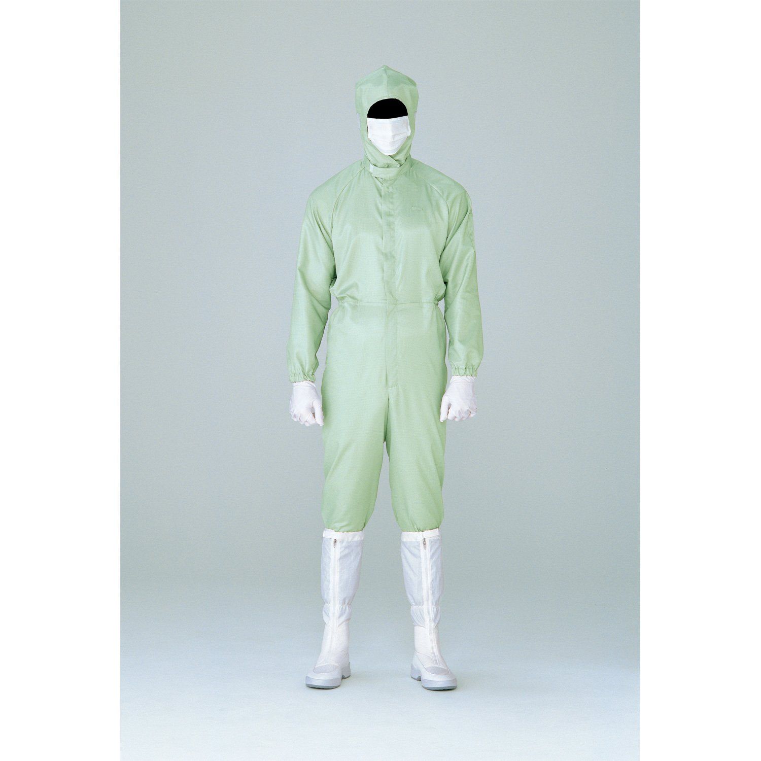 ミドリ安全 クリーンウェア 超静電クリーンスーツ C1515G グリーン 5L