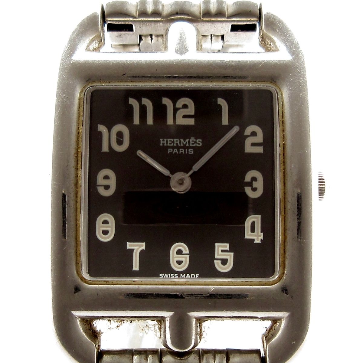 HERMES エルメス 腕時計 ケープコッド CC1.210 レディース SS ダークグレー