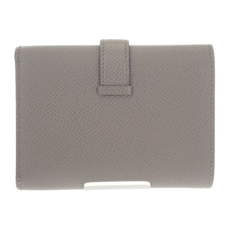 エルメス HERMES ベアン コンビ ネヴェルソ K刻印 三つ折り財布 ヴォーエプソン エタン エトゥープ グレー シルバー金具 レディース Aランク