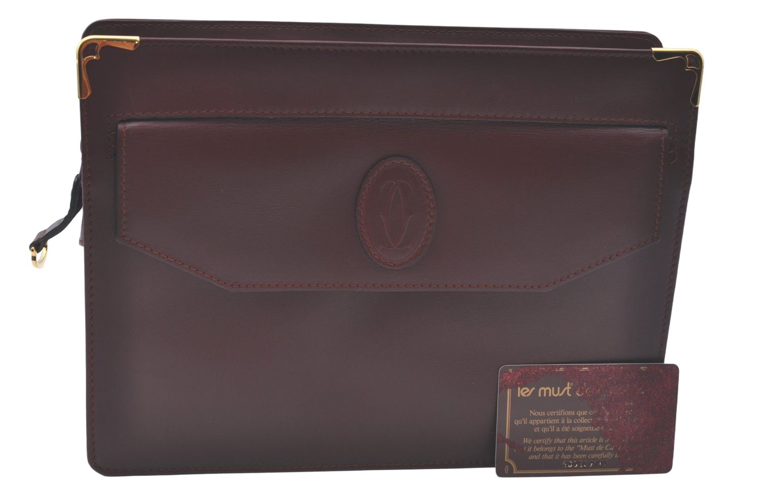 CARTIER カルティエ マストドゥカルティエ クラッチバッグ レザー ボルドー レッド 3814N