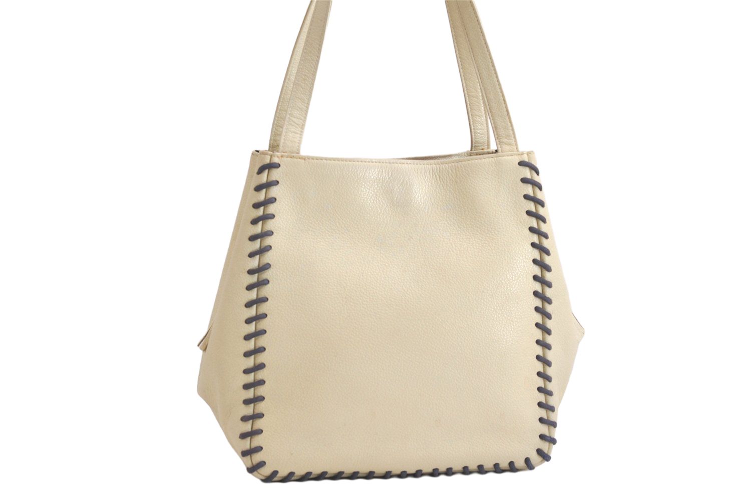 YVES SAINT LAURENT イヴサンローラン ヴィンテージ ショルダートートバッグ レザー ホワイト クリーム 3886 N