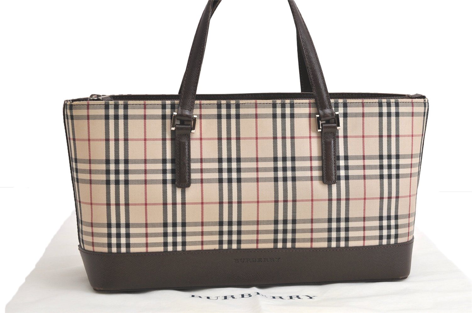 BURBERRY バーバリー ヴィンテージ ノバチェック柄 キャンバス レザー ハンドバッグ 財布 ベージュ 3908N