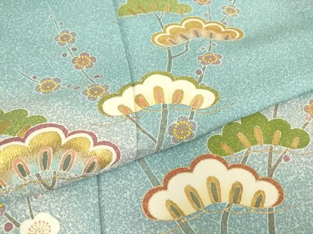 平和屋着物▽京友禅の第一人者 松井青々 色留袖 単衣 槍梅に松 たたき