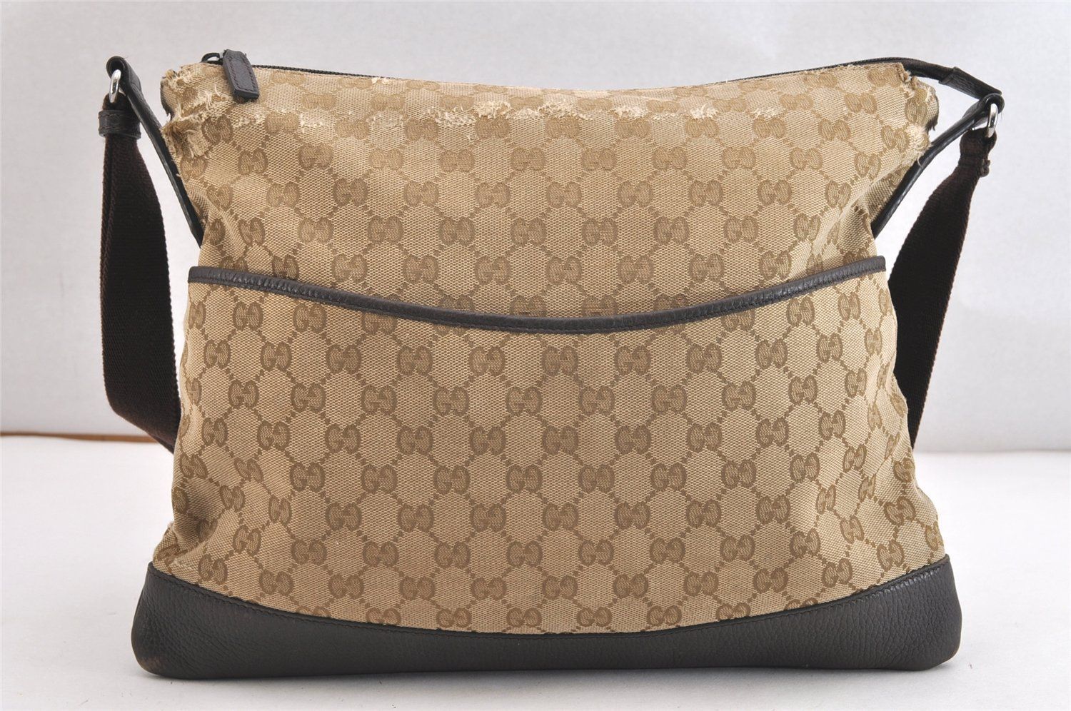 GUCCI グッチ ショルダークロスボディーバッグ GGキャンバス レザー 374411 ベージュ 4014N
