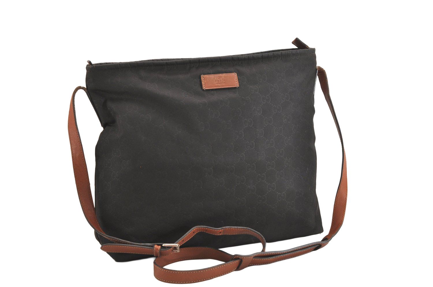 GUCCI グッチ ショルダークロスボディーバッグ GGナイロン レザー 308840 ブラック ジャンク 4015N