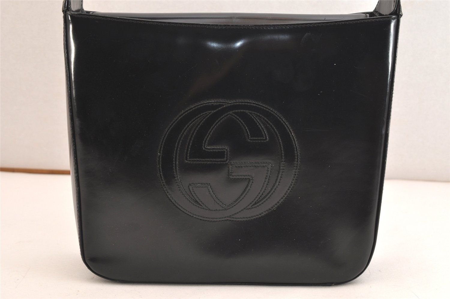 GUCCI グッチ ヴィンテージ ショルダーハンドバッグ 財布 エナメル ブラック ジャンク 4031N