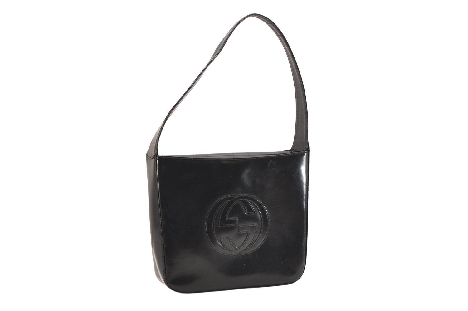 GUCCI グッチ ヴィンテージ ショルダーハンドバッグ 財布 エナメル ブラック ジャンク 4031N